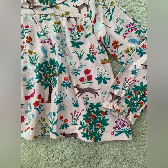 Mini Boden Size 3-4 Years Woodland Animal Print Long Sleeve Ruffle Top - Picture 5 of 7